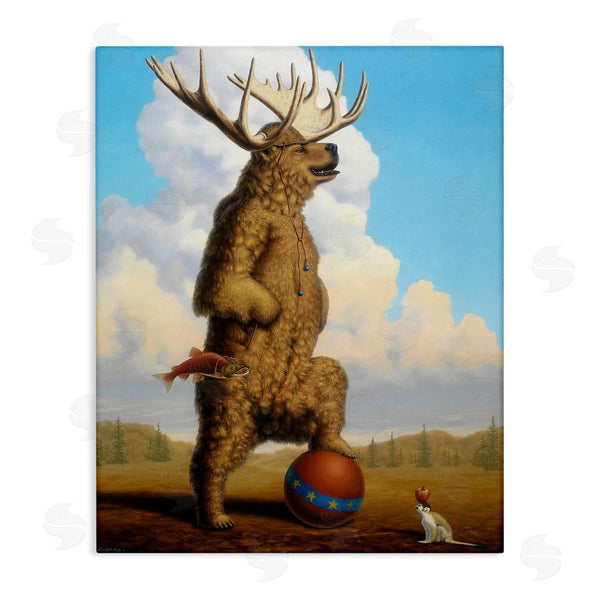 stupell industries Linda Ridd Herzon | Vintage Circus Bear in Horned Animal Helmet Wall Art