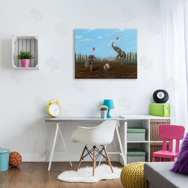 Stupell Industries Linda Ridd Herzon | Vintage Circus Elephant Balancing Ball Act Wall Art