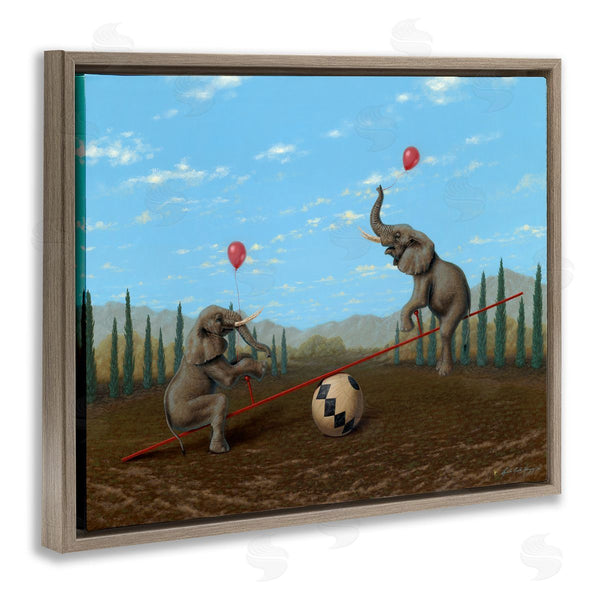 Stupell Industries Linda Ridd Herzon | Vintage Circus Elephant Balancing Ball Act Wall Art