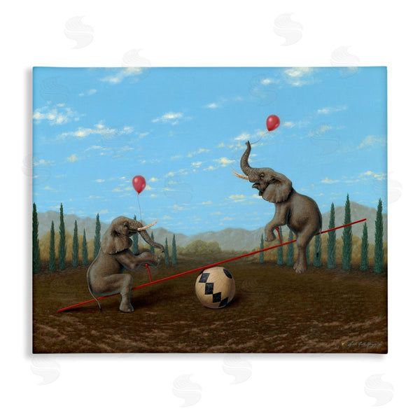 stupell industries Linda Ridd Herzon | Vintage Circus Elephant Balancing Ball Act Wall Art