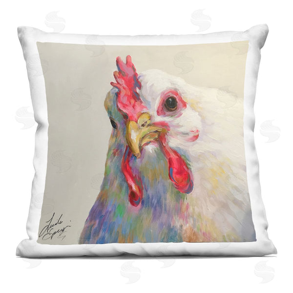 stupell industries Linda Sperruzzi | Agnes the Chicken Painting Printed Throw Pillow
