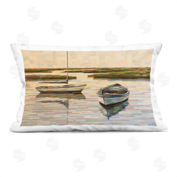 stupell industries Linda Sperruzzi | Be Still Rowboat Painting Printed Throw Pillow