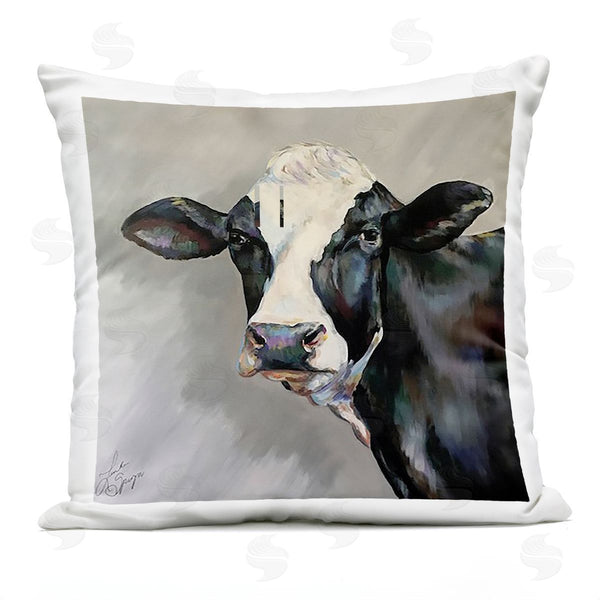 Stupell Industries Linda Sperruzzi | Belle Black And White Cow Printed Throw Pillow