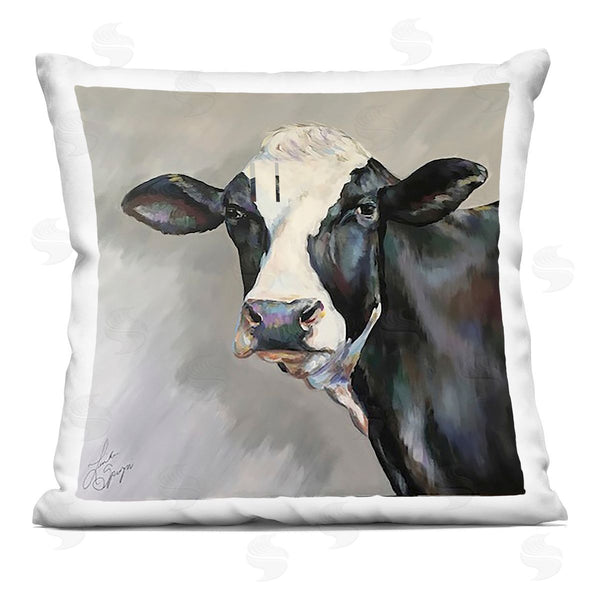 stupell industries Linda Sperruzzi | Belle Black and White Cow Printed Throw Pillow