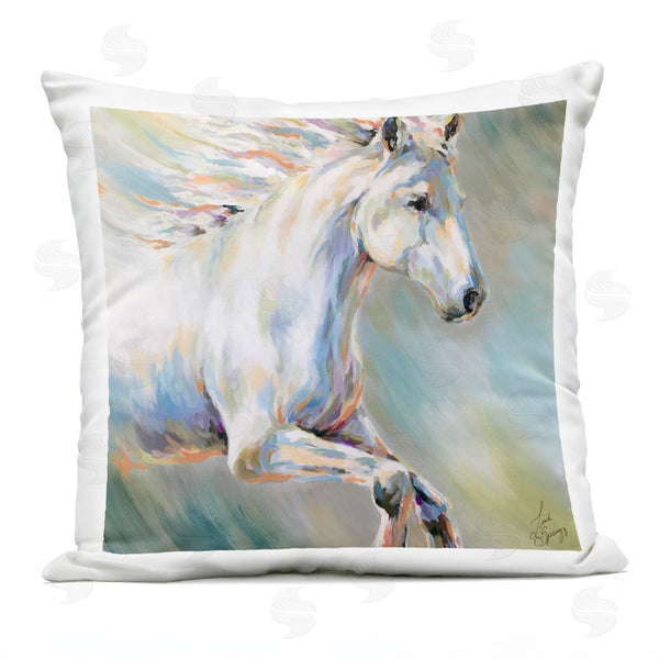 Stupell Industries Linda Sperruzzi | Flora White Horse Running Printed Throw Pillow