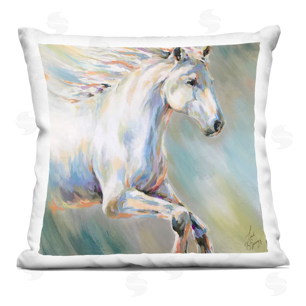 stupell industries Linda Sperruzzi | Flora White Horse Running Printed Throw Pillow