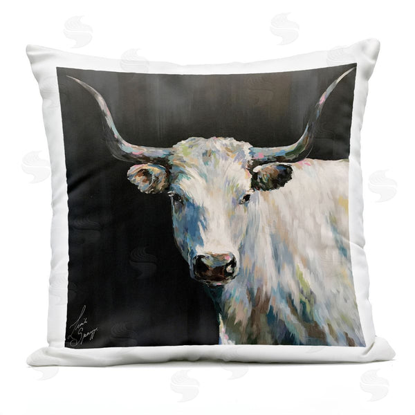 Stupell Industries Linda Sperruzzi | Frances Modern White Cow Portrait Printed Throw Pillow