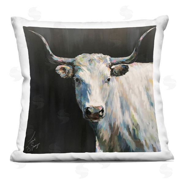 stupell industries Linda Sperruzzi | Frances Modern White Cow Portrait Printed Throw Pillow