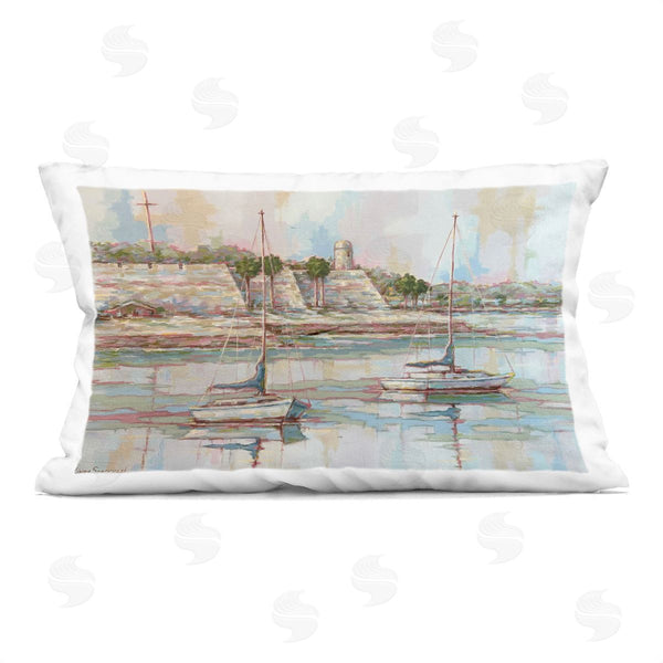 stupell industries Linda Sperruzzi | Morning on the Matanzas Sailboat Printed Throw Pillow