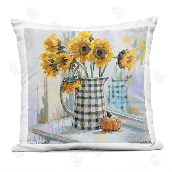 Stupell Industries Linda Sperruzzi | Morning Reflections Sunflower Painting Printed Throw Pillow