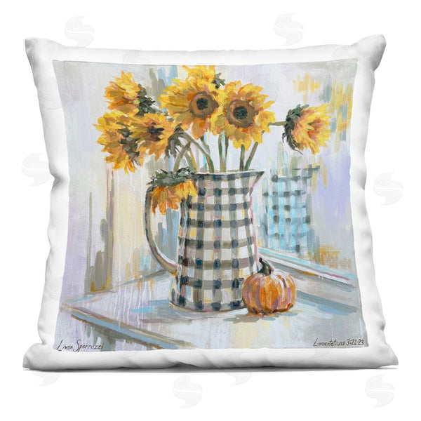 stupell industries Linda Sperruzzi | Morning Reflections Sunflower Painting Printed Throw Pillow