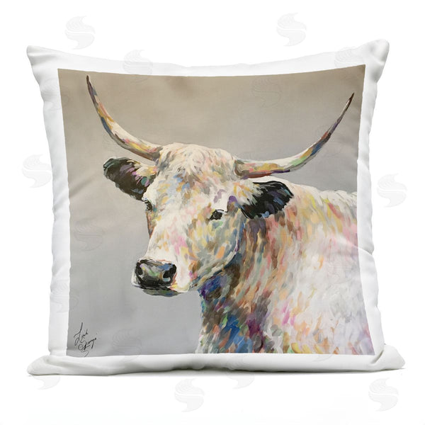 Stupell Industries Linda Sperruzzi | Raymond White Cow Portrait Printed Throw Pillow