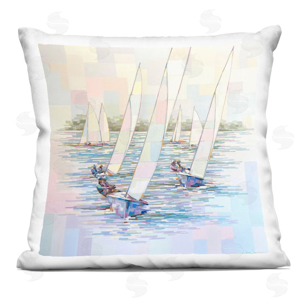 stupell industries Linda Sperruzzi | Stay the Course Racing Boats Printed Throw Pillow