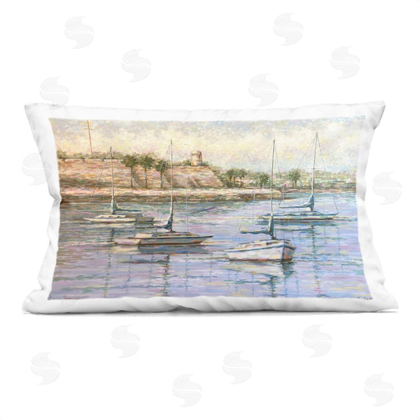 stupell industries Linda Sperruzzi | The Mighty Fortress and Boats Printed Throw Pillow