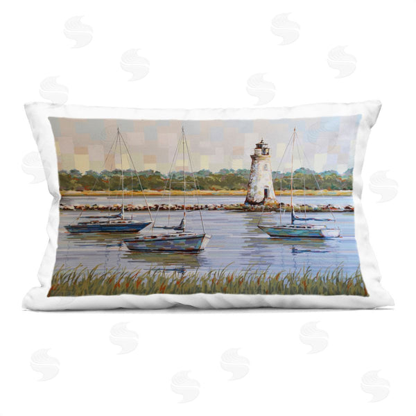 stupell industries Linda Sperruzzi | The Watcher Cockspur Lighthouse Printed Throw Pillow