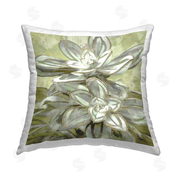 stupell industries Lindsay Benson | Green & White Botanical Leaves Printed Throw Pillow