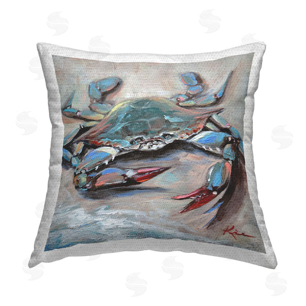 Stupell Industries Lindsay Kivi Fine Art | Blue Crab With Red Claws Printed Throw Pillow