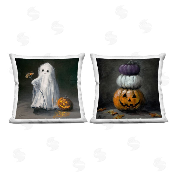 stupell industries Lindsay Kivi Fine Art | Ghost & Pumpkins Stack Printed Throw Pillow Set
