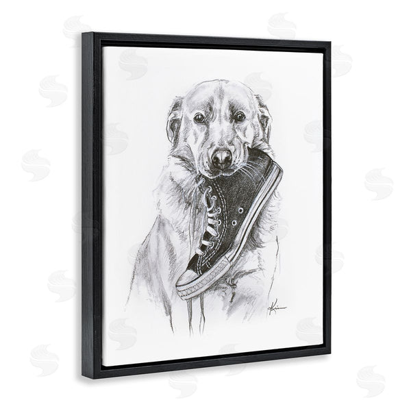 Stupell Industries Lindsay Kivi Fine Art | Golden Retriever Biting Sneaker