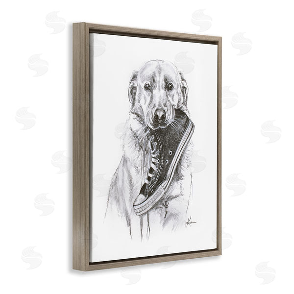 Stupell Industries Lindsay Kivi Fine Art | Golden Retriever Biting Sneaker