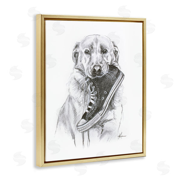 Stupell Industries Lindsay Kivi Fine Art | Golden Retriever Biting Sneaker