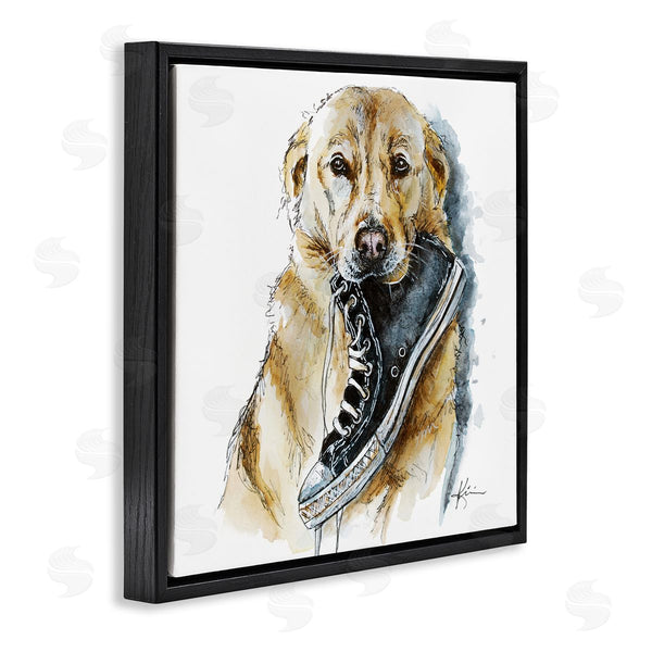 Stupell Industries Lindsay Kivi Fine Art | Golden Retriever Biting Sneaker Wall Art