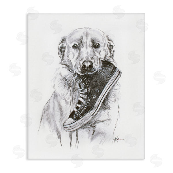 stupell industries Lindsay Kivi Fine Art | Golden Retriever Biting Sneaker