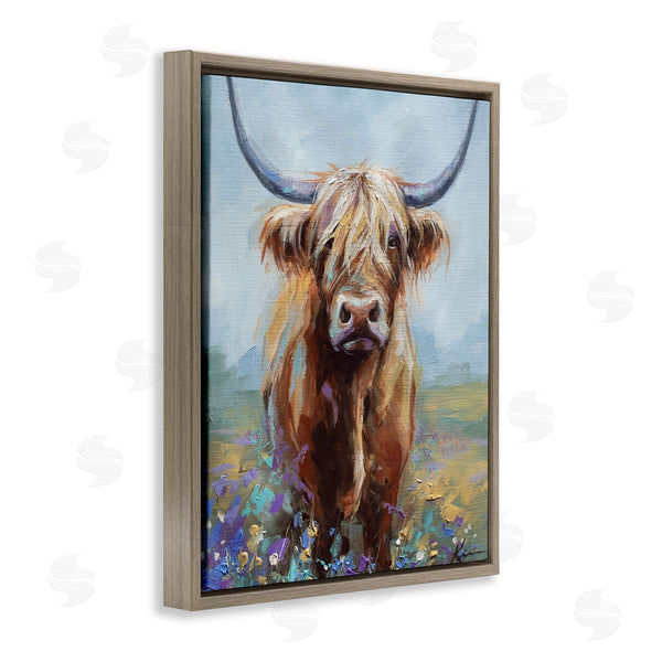 Stupell Industries Lindsay Kivi Fine Art | Highland Cow With Daubed Flowers