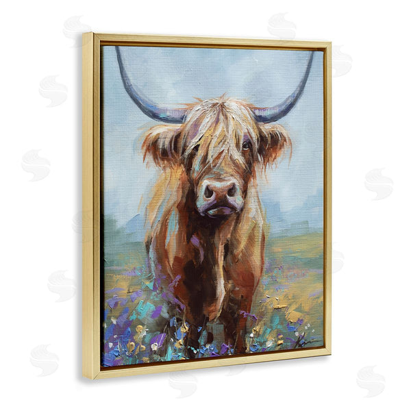 Stupell Industries Lindsay Kivi Fine Art | Highland Cow With Daubed Flowers