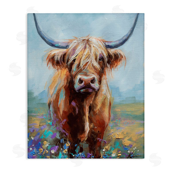 stupell industries Lindsay Kivi Fine Art | Highland Cow with Daubed Flowers