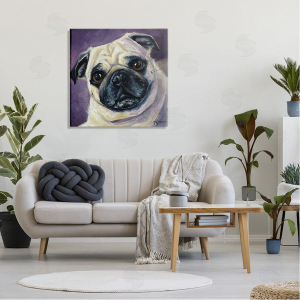 Stupell Industries Lindsay Kivi Fine Art | Purple Pug Face Portrait Wall Art