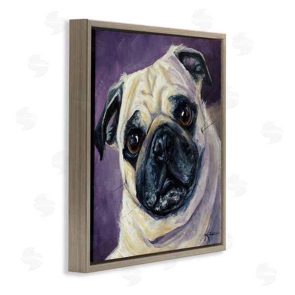 Stupell Industries Lindsay Kivi Fine Art | Purple Pug Face Portrait Wall Art
