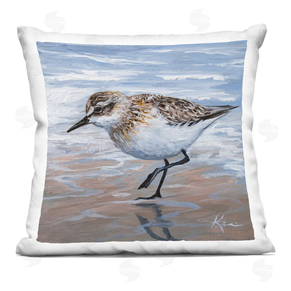 stupell industries Lindsay Kivi Fine Art | Sand Piper Shore Painting Printed Throw Pillow