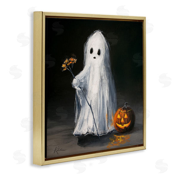 Stupell Industries Lindsay Kivi Fine Art | Vintage Halloween Ghost & Pumpkin