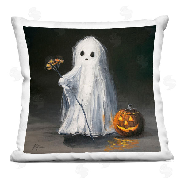 stupell industries Lindsay Kivi Fine Art | Vintage Halloween Ghost & Pumpkin Printed Throw Pillow