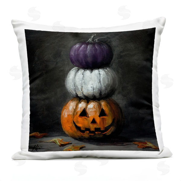 Stupell Industries Lindsay Kivi Fine Art | Vintage Halloween Pumpkin Stack Printed Throw Pillow