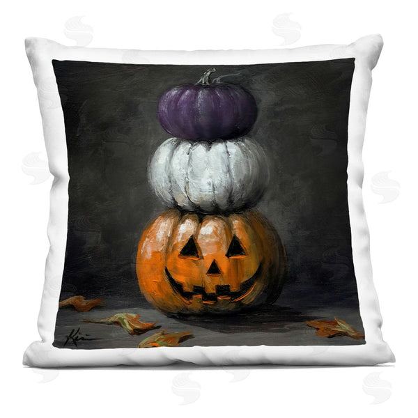 stupell industries Lindsay Kivi Fine Art | Vintage Halloween Pumpkin Stack Printed Throw Pillow
