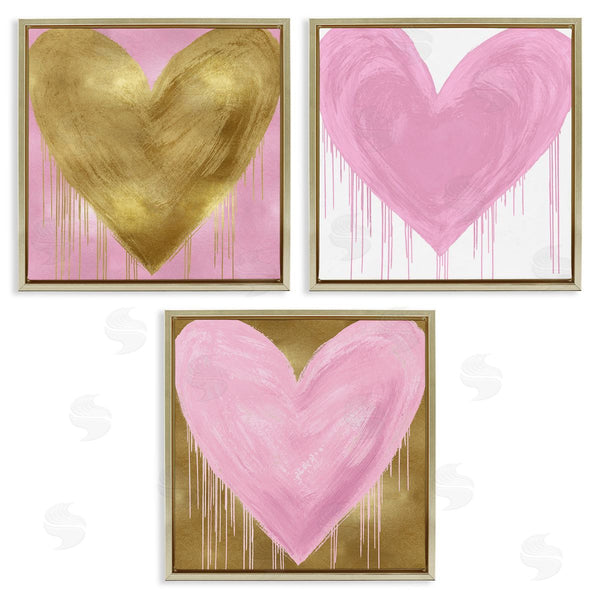 Stupell Industries Lindsay Rodgers | Glam Paint Drip Hearts Design Wall Art