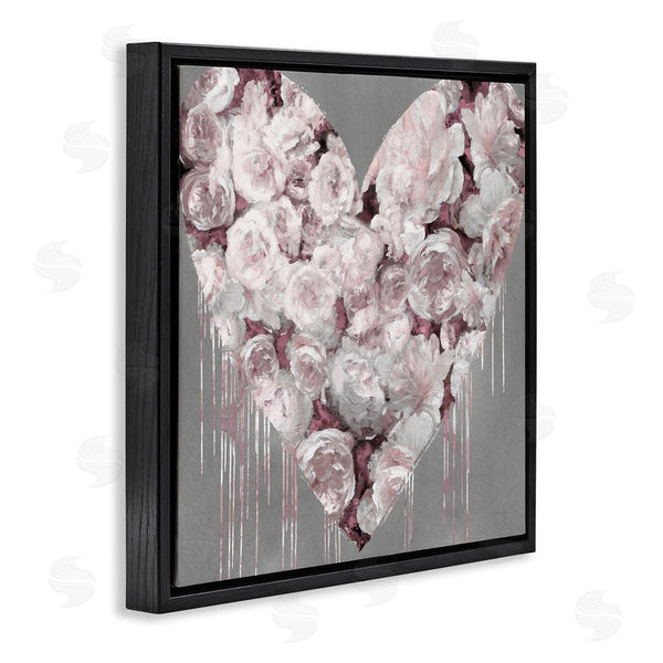 Stupell Industries Lindsay Rodgers | Pink Rose Heart Over Grey