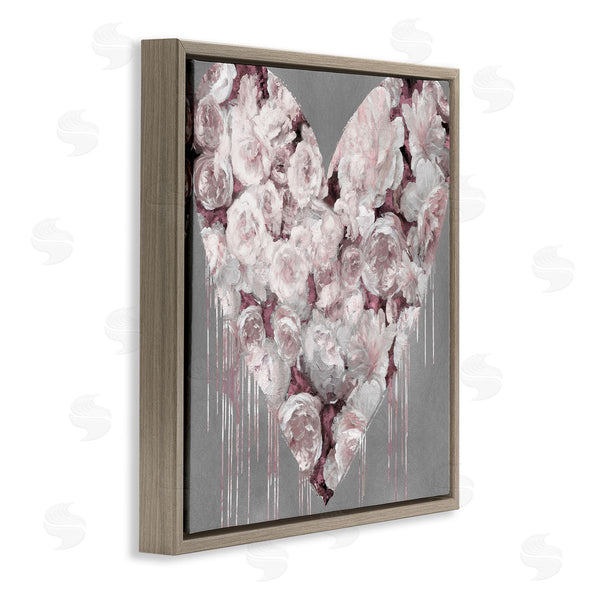 Stupell Industries Lindsay Rodgers | Pink Rose Heart Over Grey