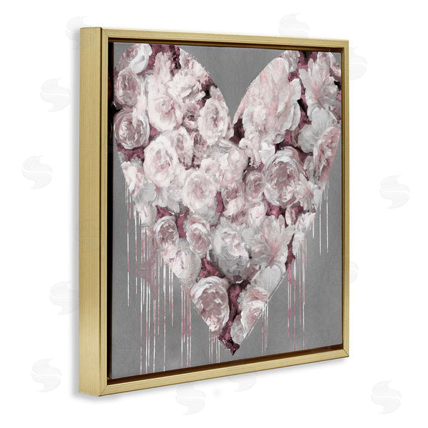 Stupell Industries Lindsay Rodgers | Pink Rose Heart Over Grey