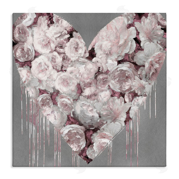 stupell industries Lindsay Rodgers | Pink Rose Heart over Grey