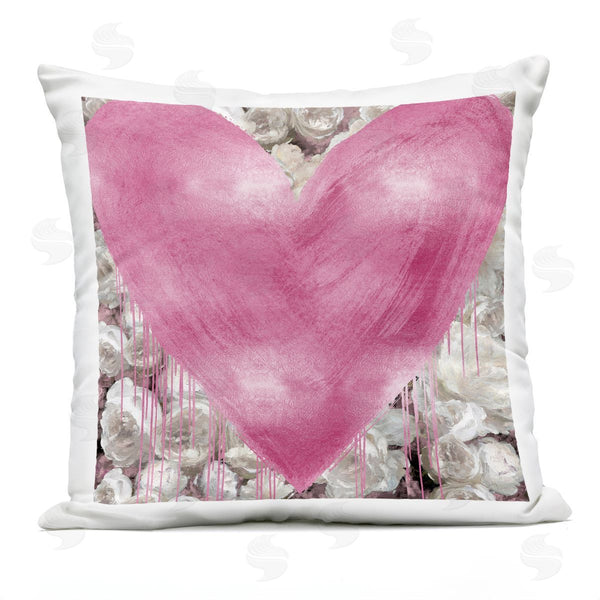 Stupell Industries Lindsay Rodgers | Street Style Pink Heart Rose Blossom Flowers Printed Throw Pillow