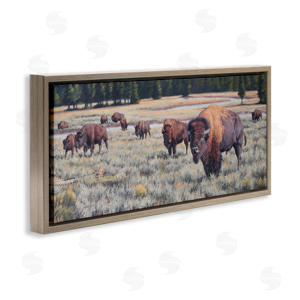 Stupell Industries Lindsay Scott | Bison Herd Rural Stream Wall Art