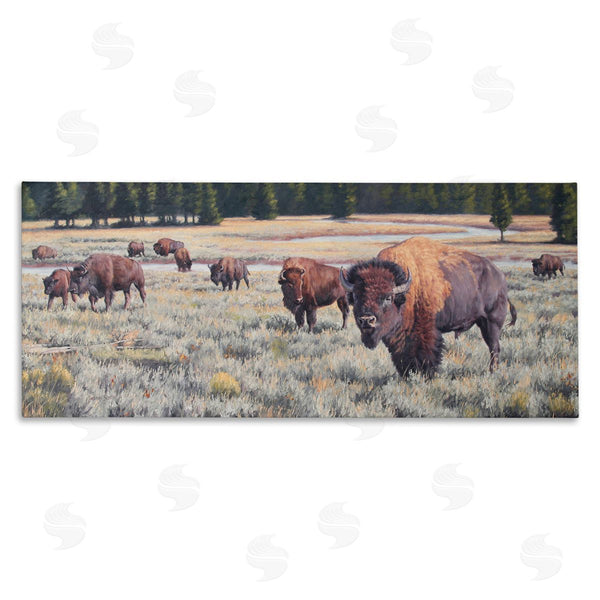 stupell industries Lindsay Scott | Bison Herd Rural Stream Wall Art