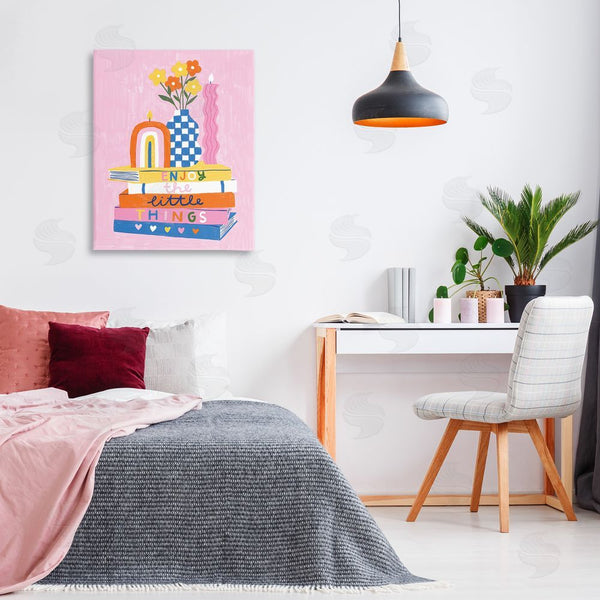 Stupell Industries Lisa Barlow | Enjoy Little Things Bookstack Wall Art