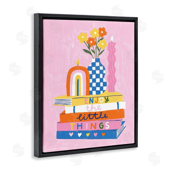 Stupell Industries Lisa Barlow | Enjoy Little Things Bookstack Wall Art
