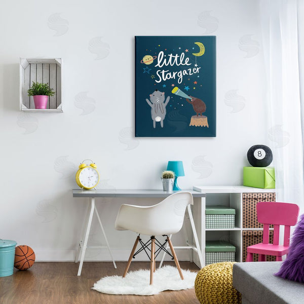 Stupell Industries Lisa Barlow | Little Stargazer Kid's Forest Animals Under Night Sky Wall Art