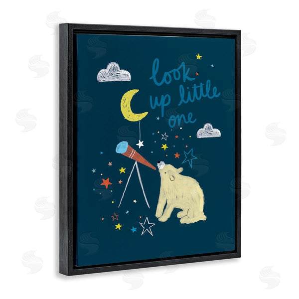Stupell Industries Lisa Barlow | Look Up Little One Phrase Kid's Telescope Bear Wall Art