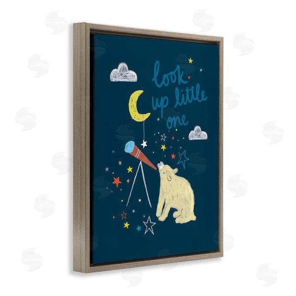 Stupell Industries Lisa Barlow | Look Up Little One Phrase Kid's Telescope Bear Wall Art